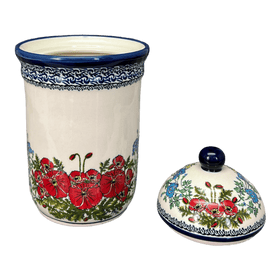 Polish Pottery Zaklady 1 Liter Container (Floral Crescent) | Y1243-ART237 Additional Image at PolishPotteryOutlet.com