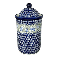 A picture of a Polish Pottery Zaklady 2 Liter Container (Spring Swirl) | Y1244-A1073A as shown at PolishPotteryOutlet.com/products/2-liter-container-spring-swirl-y1244-a1073a