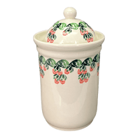 A picture of a Polish Pottery Zaklady 2 Liter Container (Raspberry Delight) | Y1244-D1170 as shown at PolishPotteryOutlet.com/products/2l-container-raspberry-delight-y1244-d1170