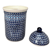 A picture of a Polish Pottery Zaklady 2 Liter Container (Mosaic Blues) | Y1244-D910 as shown at PolishPotteryOutlet.com/products/2l-container-mosaic-blues-y1244-d910