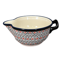 A picture of a Polish Pottery Zaklady 1.25 Quart Batter Bowl (Beaded Turquoise) | Y1252-DU203 as shown at PolishPotteryOutlet.com/products/1-25-quart-mixing-bowl-beaded-turquoise-y1252-du203