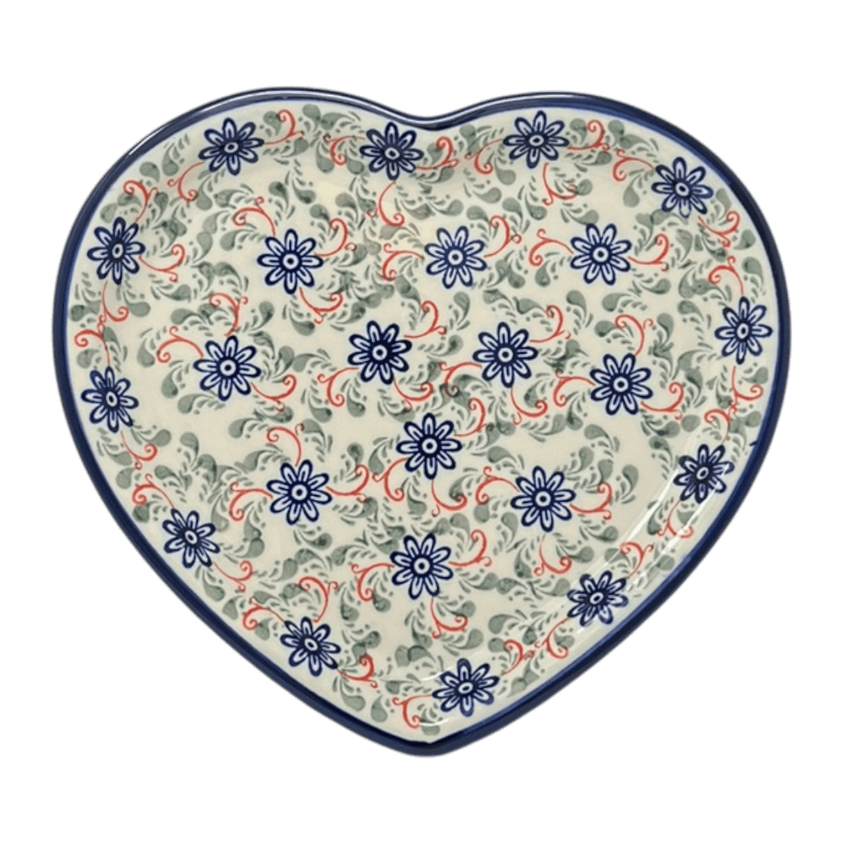 Plate, Heart-Shaped, 11" x 10" in "Swirling Flowers" by Zaklady | Y1254A-A1197A