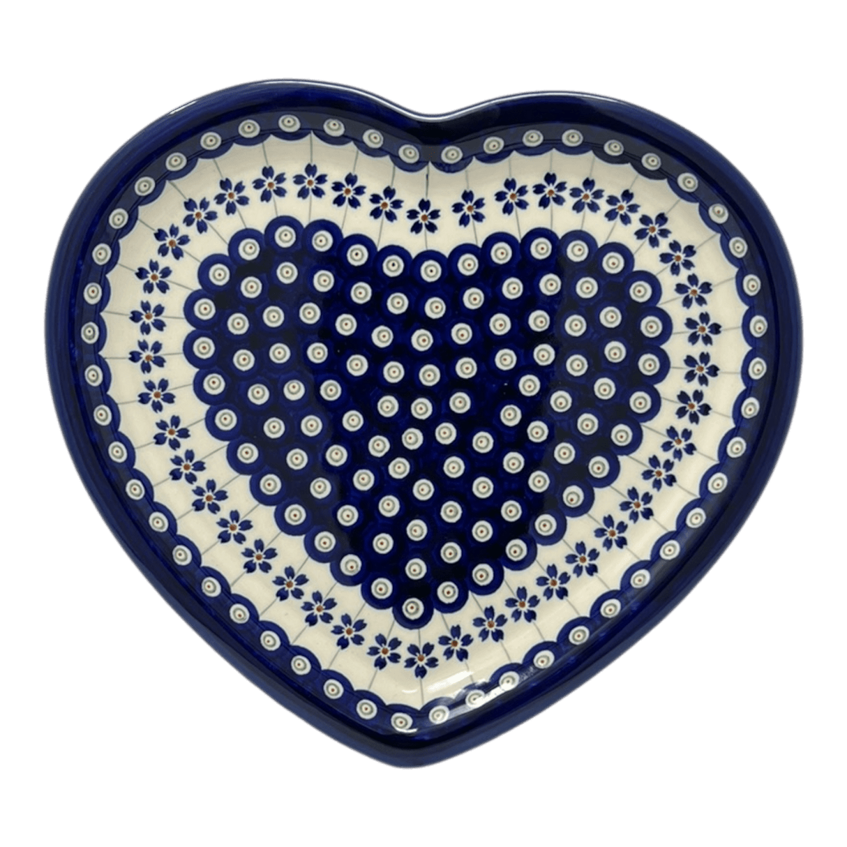 Plate, Heart-Shaped, 11" x 10" in "Petite Floral Peacock" by Zaklady | Y1254A-A166A