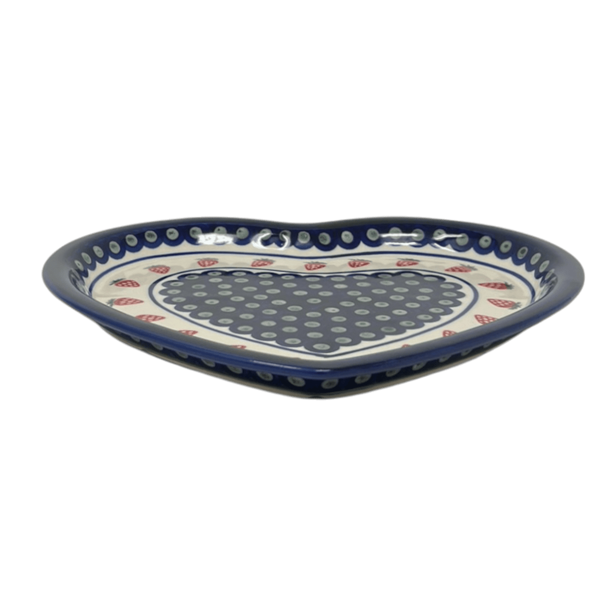 Plate, Heart-Shaped, 11" x 10" in "Strawberry Dot" by Zaklady | Y1254A-A310A