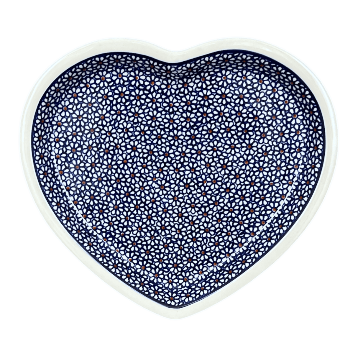 Plate, Heart-Shaped, 11" x 10" in "Ditsy Daisies" by Zaklady | Y1254A-D120
