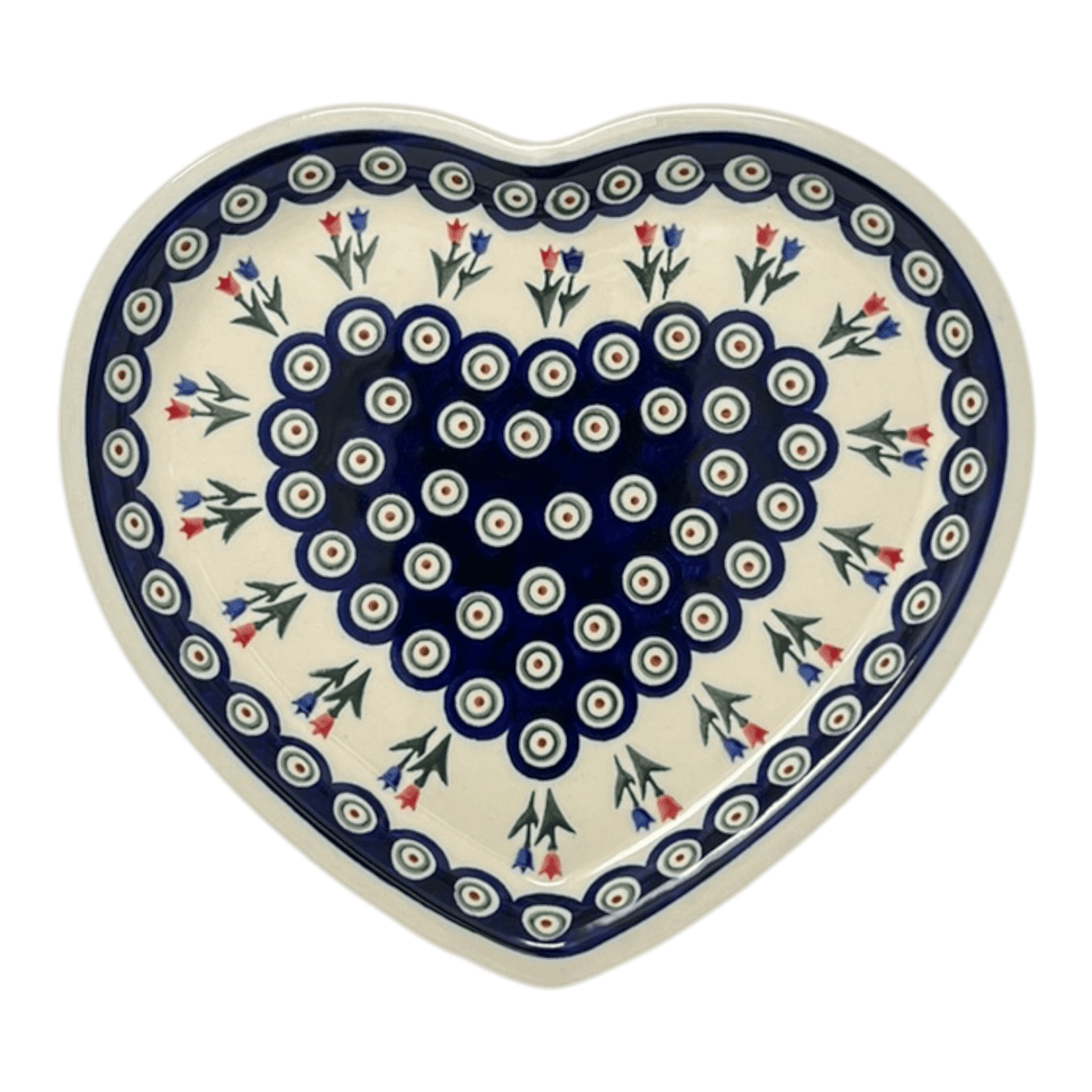 Plate, Heart-Shaped, 11" x 10" in "Peacock Tulip Medley" by Zaklady | Y1254A-D809
