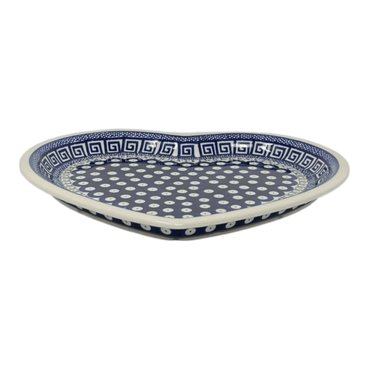 Plate, Heart-Shaped, 11" x 10" in "Grecian Dot" by Zaklady | Y1254A-D923