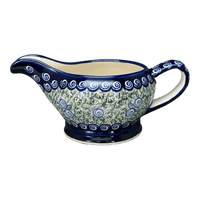 A picture of a Polish Pottery Zaklady 16 oz. Gravy Boat (Spring Swirl) | Y1258-A1073A as shown at PolishPotteryOutlet.com/products/45-liter-gravy-boat-spring-swirl-y1258-a1073a
