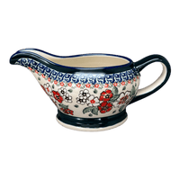 A picture of a Polish Pottery Zaklady 16 oz. Gravy Boat (Cosmic Cosmos) | Y1258-ART326 as shown at PolishPotteryOutlet.com/products/45-liter-gravy-boat-cosmic-cosmos-y1258-art326