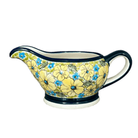 A picture of a Polish Pottery Zaklady 16 oz. Gravy Boat (Sunny Meadow) | Y1258-ART332 as shown at PolishPotteryOutlet.com/products/16-oz-gravy-boat-sunny-meadow-y1258-art332
