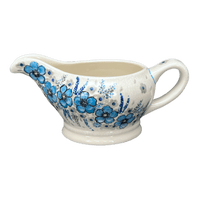 A picture of a Polish Pottery Zaklady 16 oz. Gravy Boat (Something Blue) | Y1258-ART374 as shown at PolishPotteryOutlet.com/products/16-oz-gravy-boat-something-blue-y1258-art374