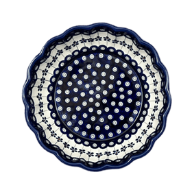 Polish Pottery Zaklady Deep 9.5" Scalloped Bowl (Petite Floral Peacock) | Y1279A-A166A Additional Image at PolishPotteryOutlet.com
