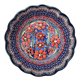 Polish Pottery Zaklady Deep 9.5" Scalloped Bowl (Exotic Reds) | Y1279A-ART150 Additional Image at PolishPotteryOutlet.com