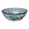 Polish Pottery Zaklady Deep 9.5" Scalloped Bowl (Julie's Garden) | Y1279A-ART165 at PolishPotteryOutlet.com