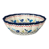 Polish Pottery Zaklady Deep 9.5" Scalloped Bowl (Circling Bluebirds) | Y1279A-ART214 at PolishPotteryOutlet.com