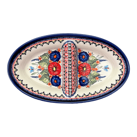 Polish Pottery Zaklady 11.75" x 7" Dual Dish (Butterfly Bouquet) | Y1280A-ART149 Additional Image at PolishPotteryOutlet.com