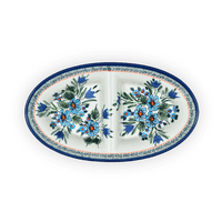 A picture of a Polish Pottery Zaklady 11.75" x 7" Dual Dish (Julie's Garden) | Y1280A-ART165 as shown at PolishPotteryOutlet.com/products/11-75-x-7-dual-dish-julies-garden-y1280a-art165