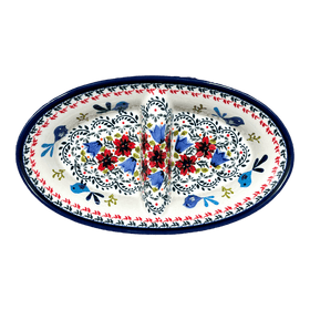 Polish Pottery Zaklady 11.75" x 7" Dual Dish (Circling Bluebirds) | Y1280A-ART214 Additional Image at PolishPotteryOutlet.com
