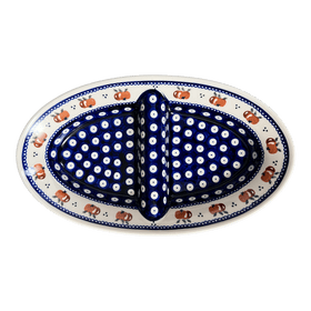 Polish Pottery Zaklady 11.75" x 7" Dual Dish (Persimmon Dot) | Y1280A-D479 Additional Image at PolishPotteryOutlet.com