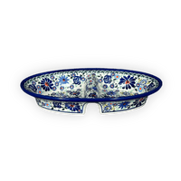 A picture of a Polish Pottery Zaklady 11.75" x 7" Dual Dish (Floral Explosion) | Y1280A-DU126 as shown at PolishPotteryOutlet.com/products/11-75-x-7-dual-dish-du126-y1280a-du126