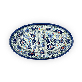 Polish Pottery Zaklady 11.75" x 7" Dual Dish (Floral Explosion) | Y1280A-DU126 Additional Image at PolishPotteryOutlet.com