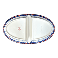 A picture of a Polish Pottery Zaklady 11.75" x 7" Dual Dish (Lilac Garden) | Y1280A-DU155 as shown at PolishPotteryOutlet.com/products/dual-dish-du155-y1280a-du155