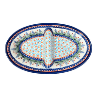 A picture of a Polish Pottery Zaklady 11.75" x 7" Dual Dish (Lilac Garden) | Y1280A-DU155 as shown at PolishPotteryOutlet.com/products/dual-dish-du155-y1280a-du155