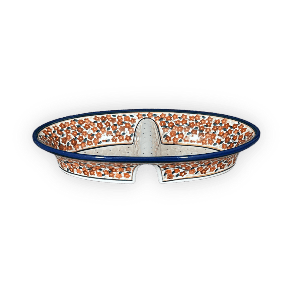 Dual Dish, 11.75" x 7" in "Orange Wreath" by Zaklady | Y1280A-DU52
