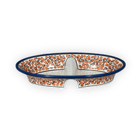A picture of a Polish Pottery Zaklady 11.75" x 7" Dual Dish (Orange Wreath) | Y1280A-DU52 as shown at PolishPotteryOutlet.com/products/11-75-x-7-dual-dish-du52-y1280a-du52