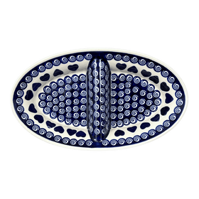Polish Pottery Zaklady 11.75" x 7" Dual Dish (Swirling Hearts) | Y1280A-D467 Additional Image at PolishPotteryOutlet.com