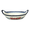 Polish Pottery Zaklady 15" Bowl With Handles (Floral Crescent) | Y1348A-ART237 at PolishPotteryOutlet.com