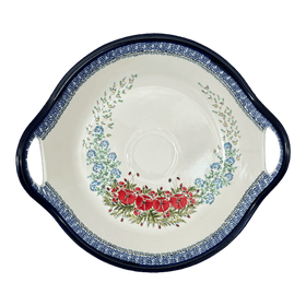 Polish Pottery Zaklady 15" Bowl With Handles (Floral Crescent) | Y1348A-ART237 Additional Image at PolishPotteryOutlet.com