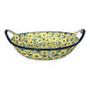 Polish Pottery Zaklady 15" Bowl With Handles (Sunny Meadow) | Y1348A-ART332 at PolishPotteryOutlet.com