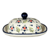 Polish Pottery Large Zaklady Butter Dish (Mountain Flower) | Y1394-A1109A at PolishPotteryOutlet.com