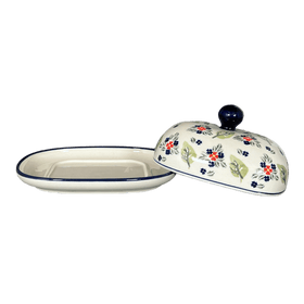 Polish Pottery Large Zaklady Butter Dish (Mountain Flower) | Y1394-A1109A Additional Image at PolishPotteryOutlet.com