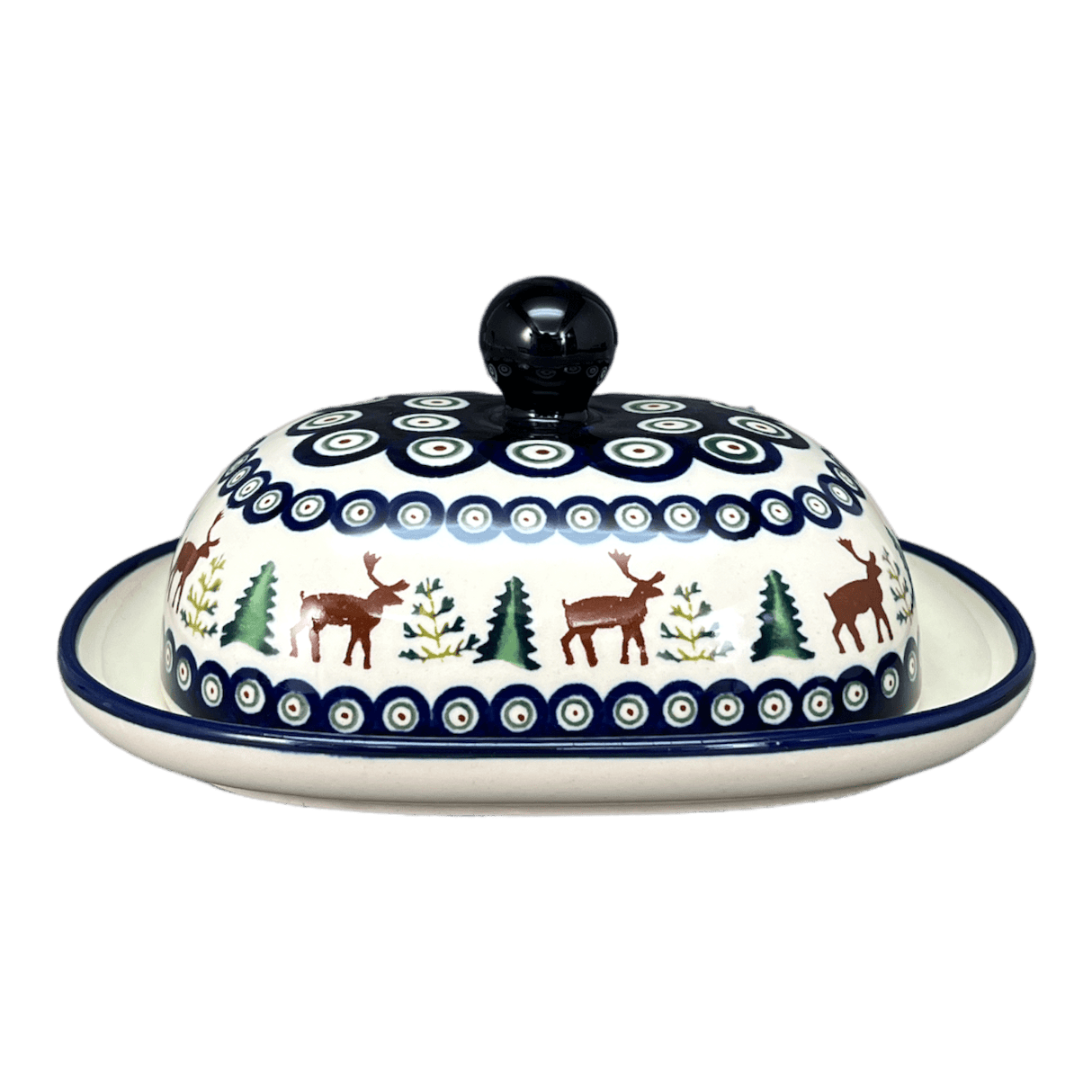 Butter Dish, Large, 6" x 8" in "Evergreen Moose" by Zaklady | Y1394-A992A