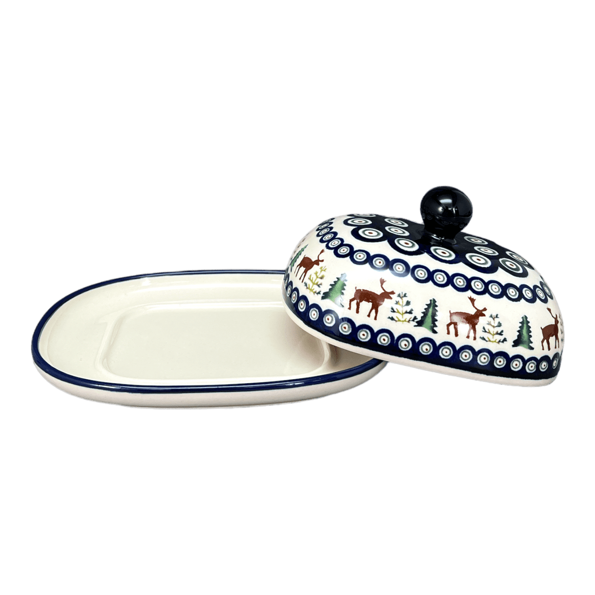 Butter Dish, Large, 6" x 8" in "Evergreen Moose" by Zaklady | Y1394-A992A