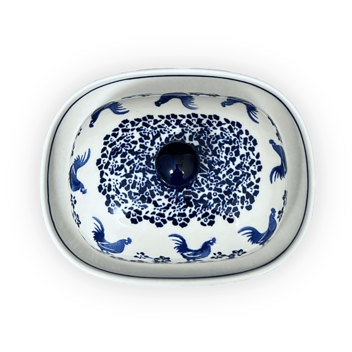 Butter Dish, Large, 6" x 8" in "Rooster Blues" by Zaklady | Y1394-D1149