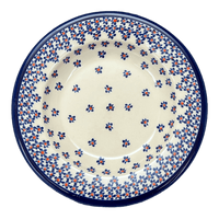 A picture of a Polish Pottery Zaklady Soup Plate (Falling Blue Daisies) | Y1419A-A882A as shown at PolishPotteryOutlet.com/products/9-25-soup-plate-falling-blue-daisies-y1419a-a882a