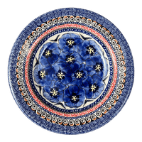 A picture of a Polish Pottery Zaklady Soup Plate (Bloomin' Sky) | Y1419A-ART148 as shown at PolishPotteryOutlet.com/products/soup-plate-blue-bouquet-in-mosaic-y1419a-art148