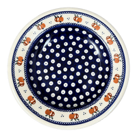 A picture of a Polish Pottery Zaklady Soup Plate (Persimmon Dot) | Y1419A-D479 as shown at PolishPotteryOutlet.com/products/soup-plate-peacock-peaches-cream-y1419a-d479