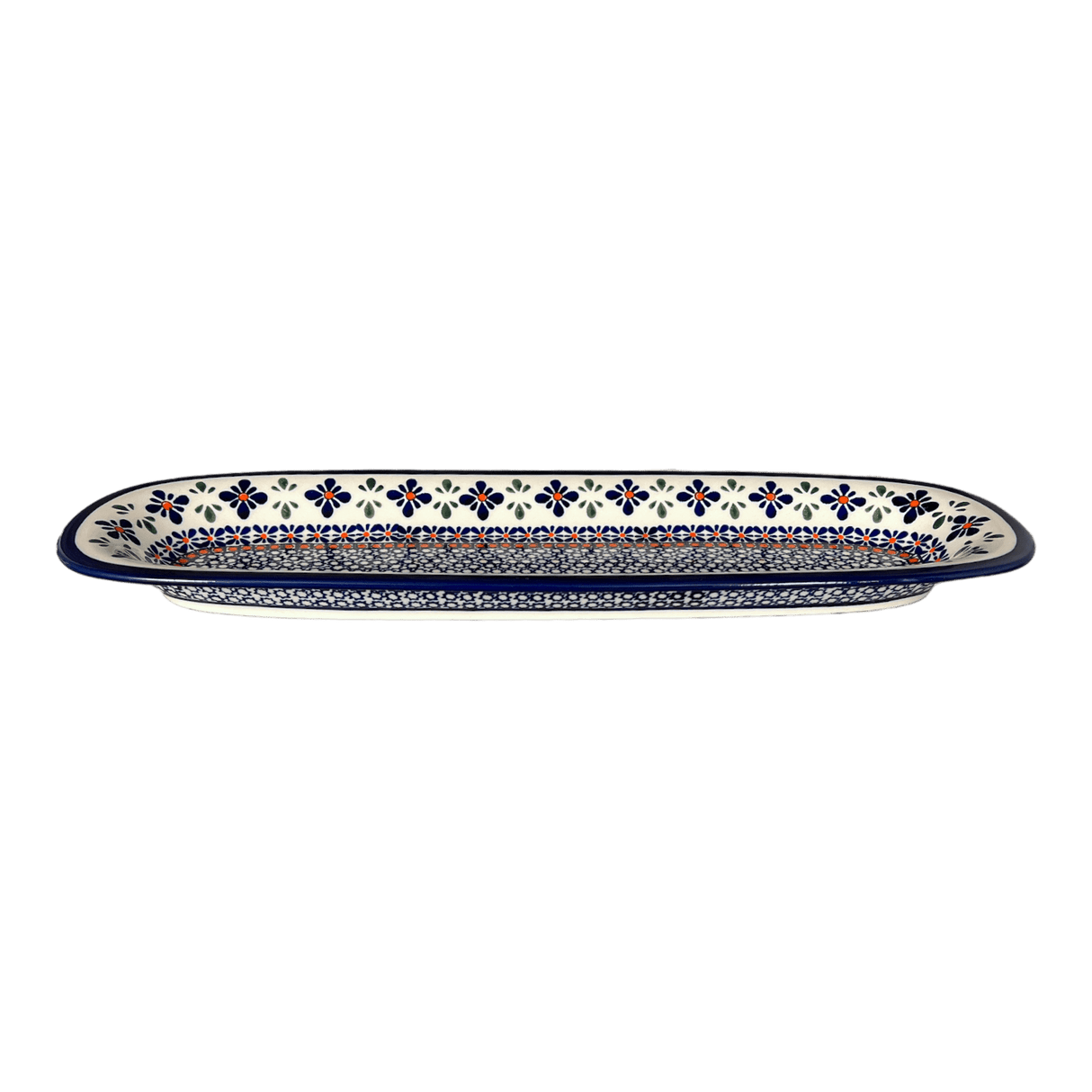 Platter, Oval, 17.5" x 6" in "Blue Mosaic Flower" by Zaklady | Y1430A-A221A