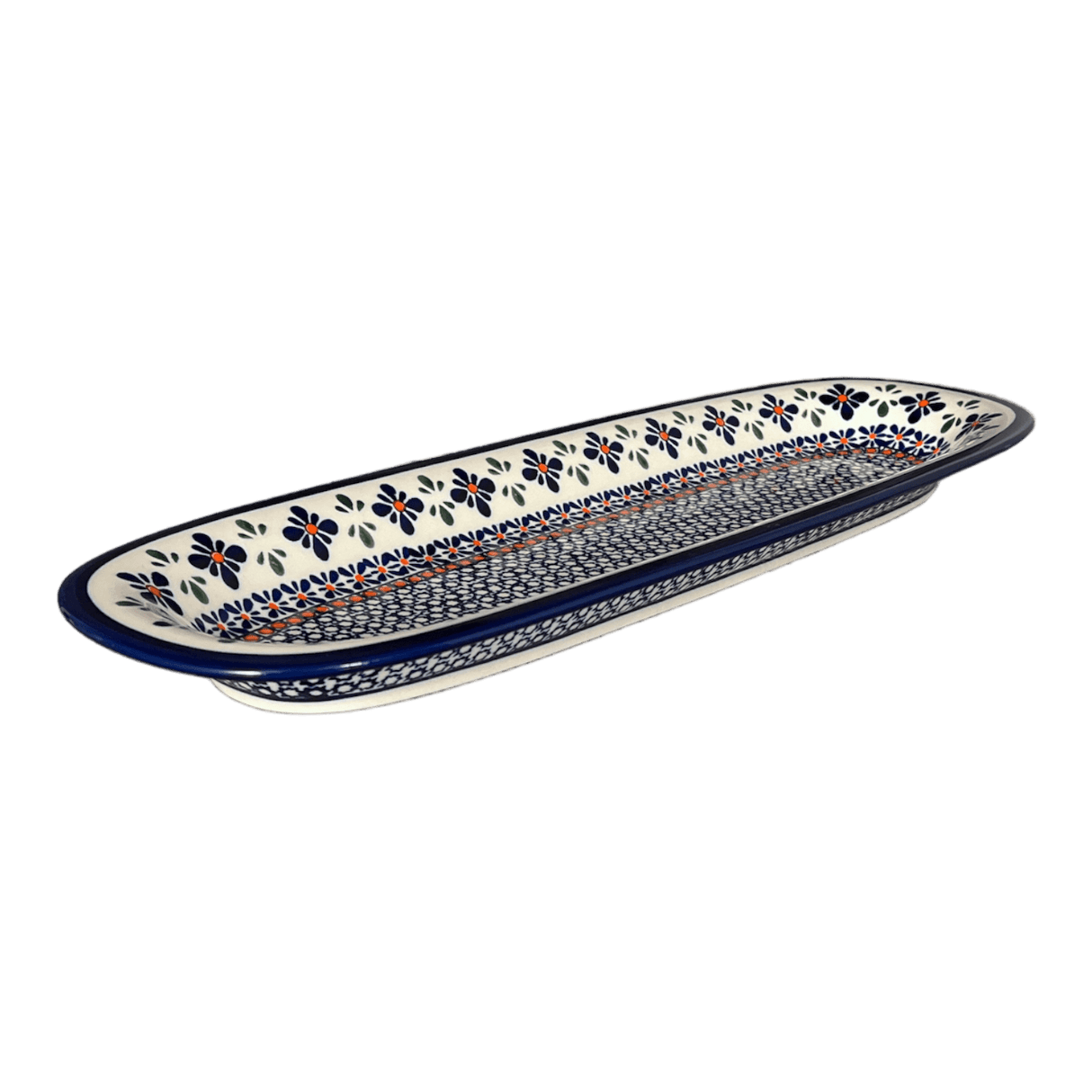Platter, Oval, 17.5" x 6" in "Blue Mosaic Flower" by Zaklady | Y1430A-A221A