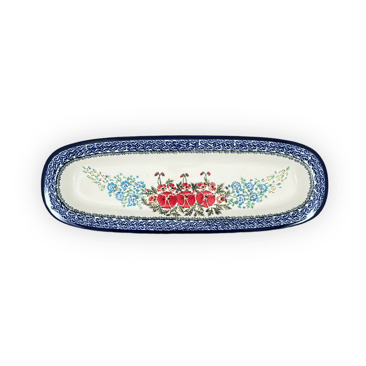 Platter, Oval, 17.5" x 6" in "Floral Crescent" by Zaklady | Y1430A-ART237