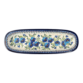Polish Pottery Zaklady 17.5" x 6" Oval Platter (Pansies in Bloom) | Y1430A-ART277 Additional Image at PolishPotteryOutlet.com