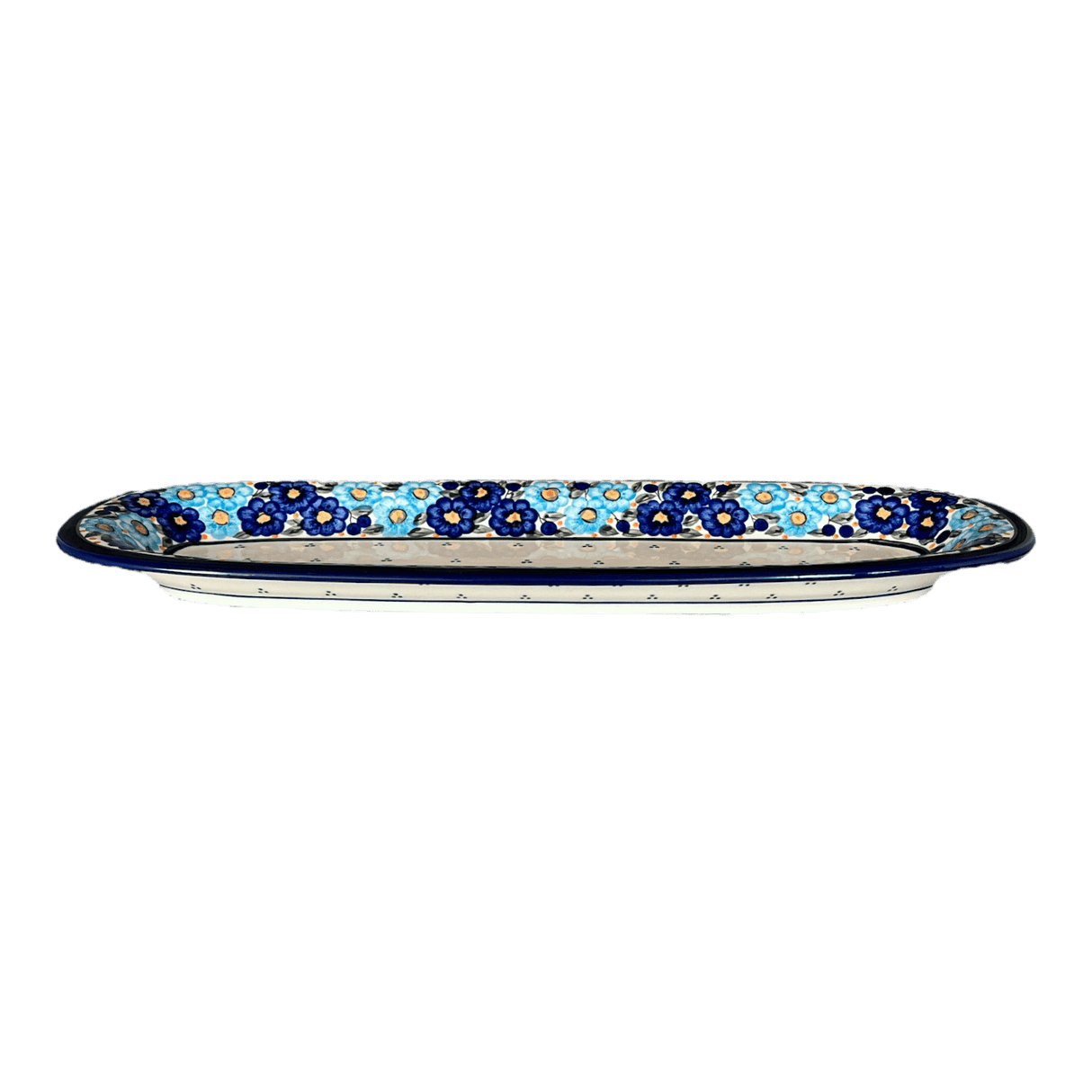 Platter, Oval, 17.5" x 6" in "Garden Party Blues" by Zaklady | Y1430A-DU50