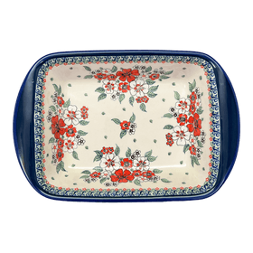 Polish Pottery Zaklady 9.25" x 14" Lasagna Pan W/Handles (Cosmic Cosmos) | Y1445A-ART326 Additional Image at PolishPotteryOutlet.com