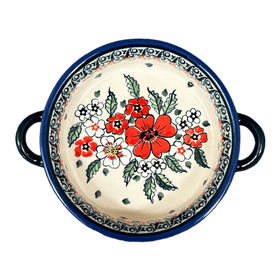 Polish Pottery Zaklady Small Round Casserole W/Handles (Cosmic Cosmos) | Y1454A-ART326 Additional Image at PolishPotteryOutlet.com