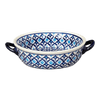 Polish Pottery Zaklady Small Round Casserole W/Handles (Mosaic Blues) | Y1454A-D910 at PolishPotteryOutlet.com
