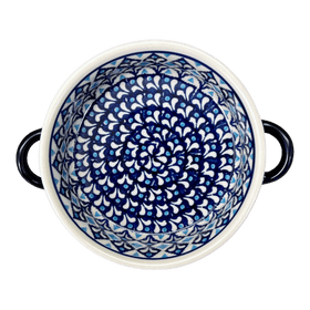 Polish Pottery Zaklady Small Round Casserole W/Handles (Mosaic Blues) | Y1454A-D910 Additional Image at PolishPotteryOutlet.com